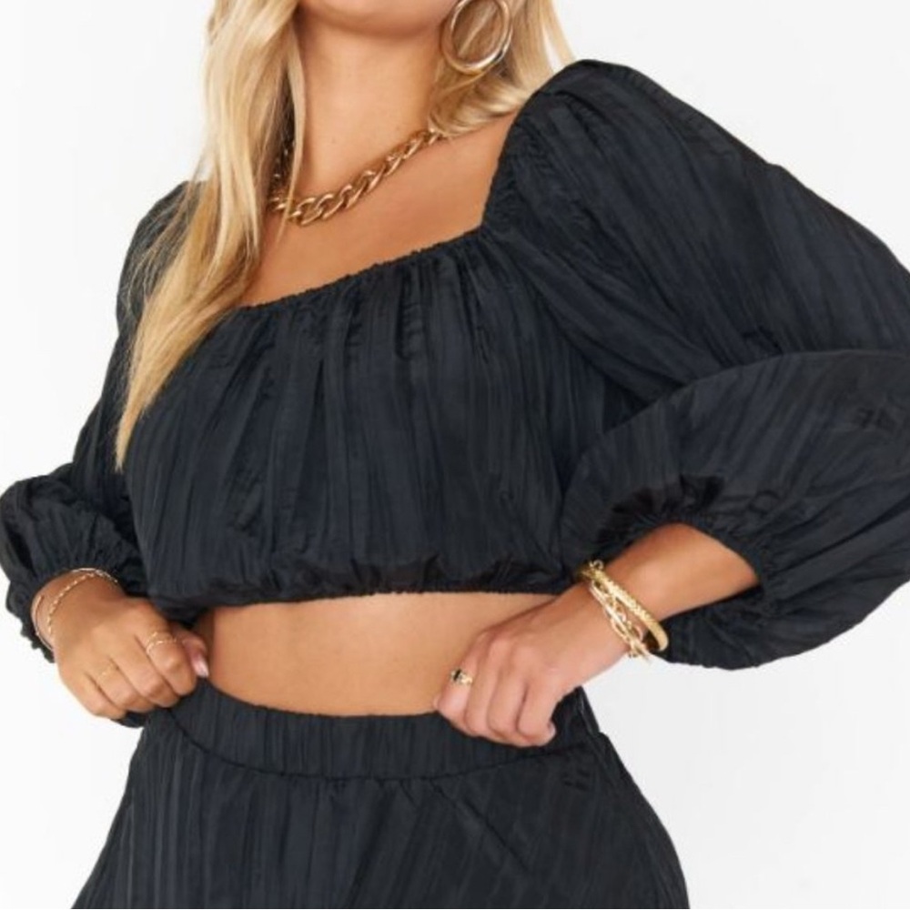 Show Me Your MuMu Black Ribbed Crop Blouse